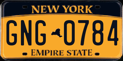 NY license plate GNG0784