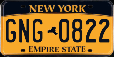 NY license plate GNG0822