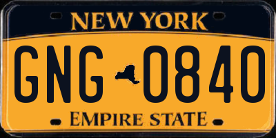 NY license plate GNG0840