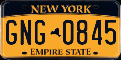 NY license plate GNG0845