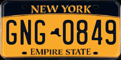 NY license plate GNG0849