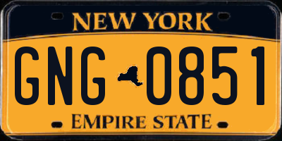 NY license plate GNG0851