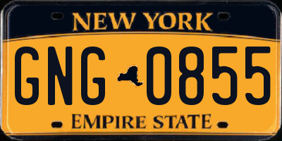 NY license plate GNG0855