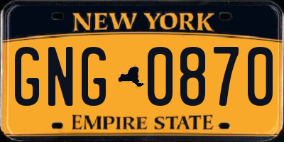 NY license plate GNG0870