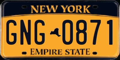 NY license plate GNG0871
