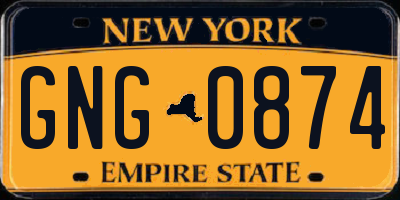 NY license plate GNG0874