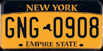 NY license plate GNG0908
