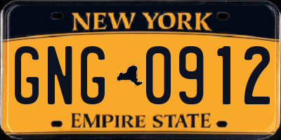 NY license plate GNG0912