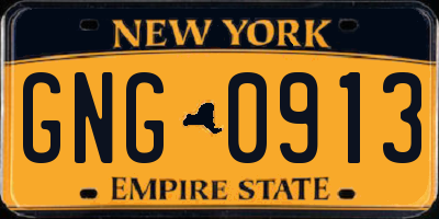 NY license plate GNG0913
