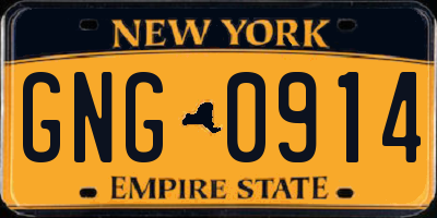 NY license plate GNG0914