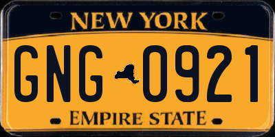 NY license plate GNG0921