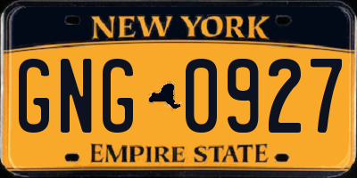 NY license plate GNG0927