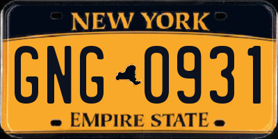 NY license plate GNG0931