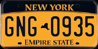 NY license plate GNG0935