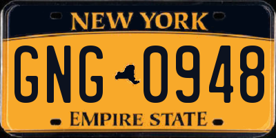 NY license plate GNG0948