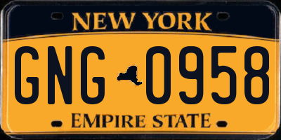 NY license plate GNG0958