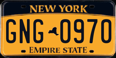 NY license plate GNG0970