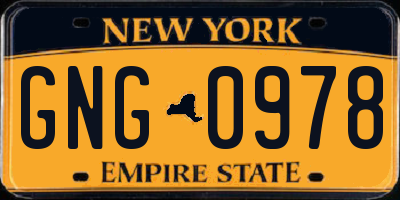 NY license plate GNG0978