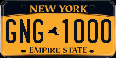 NY license plate GNG1000