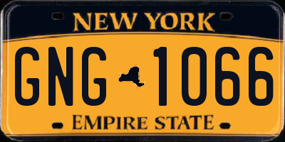 NY license plate GNG1066