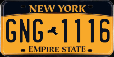NY license plate GNG1116
