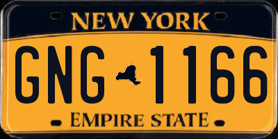 NY license plate GNG1166