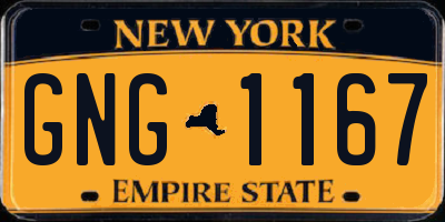 NY license plate GNG1167
