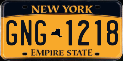 NY license plate GNG1218