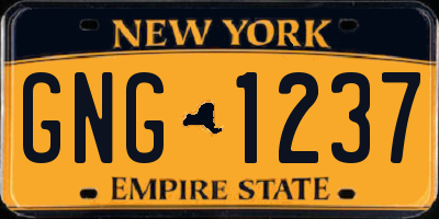 NY license plate GNG1237