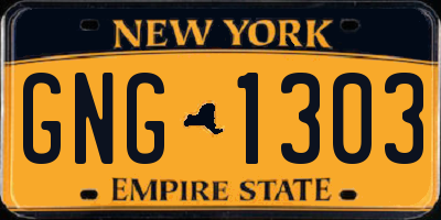 NY license plate GNG1303