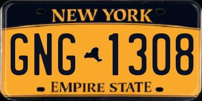 NY license plate GNG1308