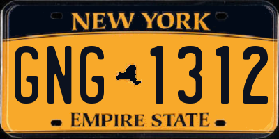 NY license plate GNG1312