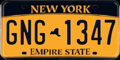 NY license plate GNG1347