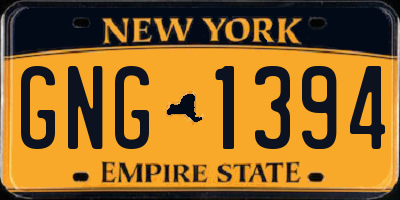 NY license plate GNG1394