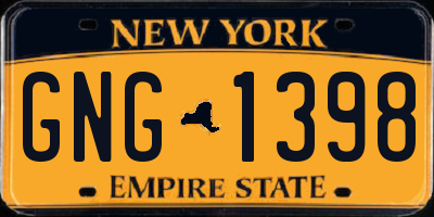 NY license plate GNG1398