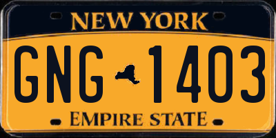 NY license plate GNG1403
