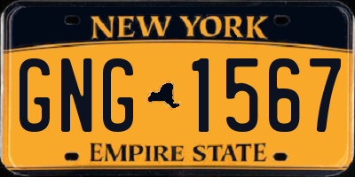 NY license plate GNG1567