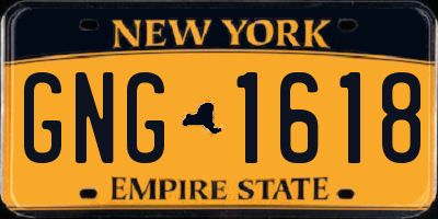 NY license plate GNG1618