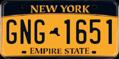 NY license plate GNG1651
