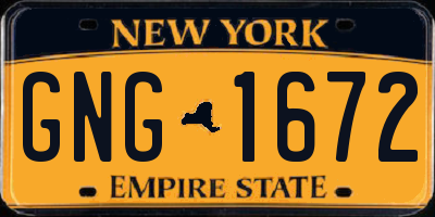 NY license plate GNG1672