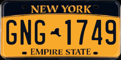 NY license plate GNG1749