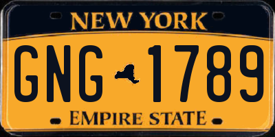NY license plate GNG1789