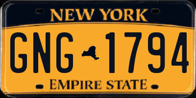 NY license plate GNG1794