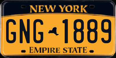 NY license plate GNG1889