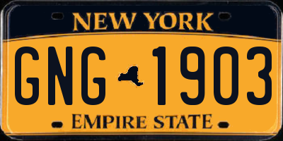 NY license plate GNG1903