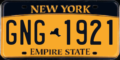NY license plate GNG1921