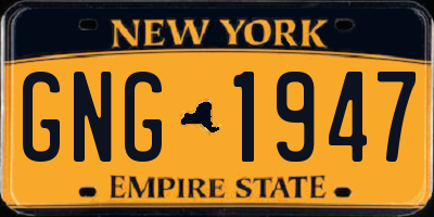 NY license plate GNG1947