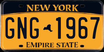NY license plate GNG1967