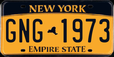 NY license plate GNG1973