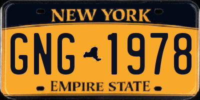 NY license plate GNG1978